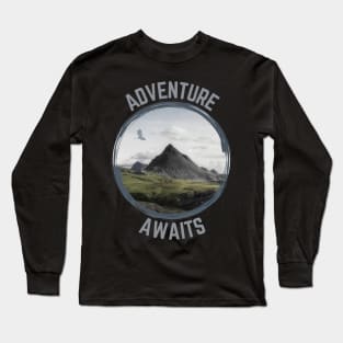 Adventure Awaits - Lonely Mountain - Fantasy - Funny Long Sleeve T-Shirt